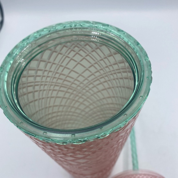 STARBUCKS Jeweled Pearl Pink Green Venti 24oz Cold Cup Tumbler with Straw 2023 - Picture 4 of 7